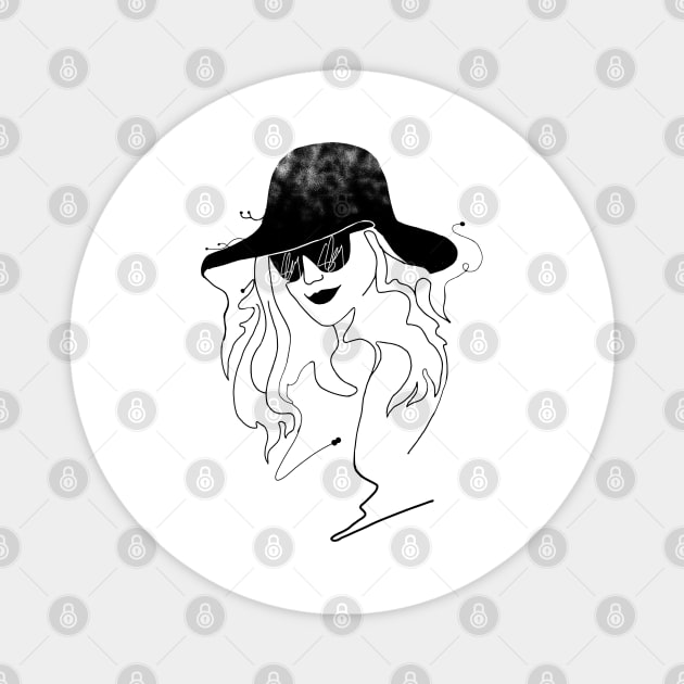 HAT LADY line art design Magnet by jen28